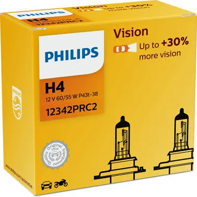 КРУШКА H4 Vision 12V 60/55W P43t-38 PHILIPS
