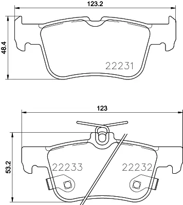 комплект спирачно феродо, дискови спирачки HELLA               