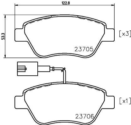 комплект спирачно феродо, дискови спирачки HELLA               