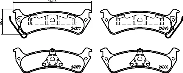 комплект спирачно феродо, дискови спирачки HELLA               