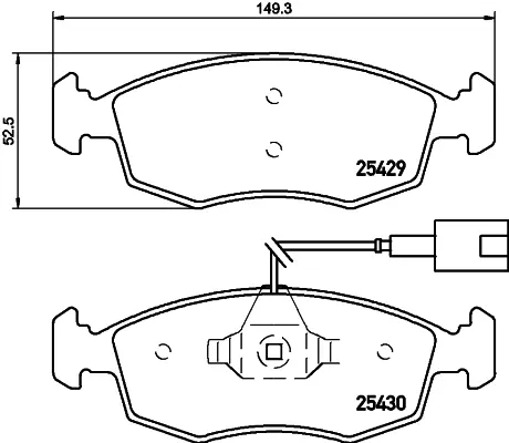 комплект спирачно феродо, дискови спирачки HELLA               