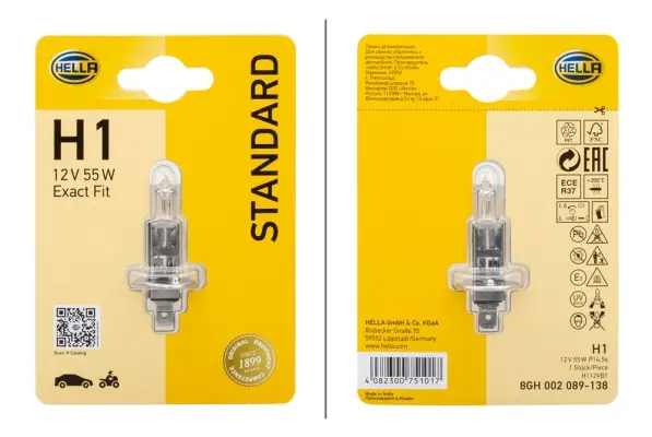 крушка с нагреваема жичка, фар за дълги светлини HELLA               