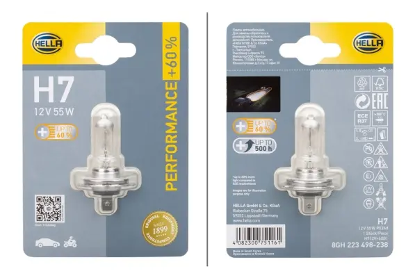 крушка с нагреваема жичка, фар за дълги светлини HELLA               