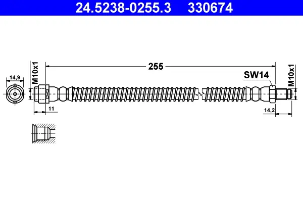 Спирачни маркучи за MERCEDES-BENZ E-CLASS (W211) E 200 CDI (211.007) 24.5238-0255.3 ATE                 