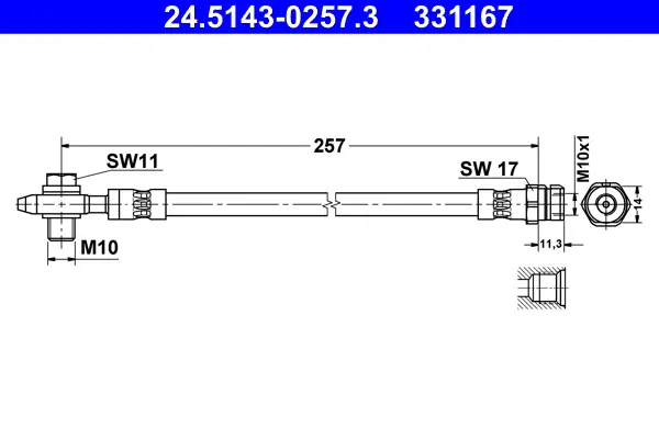 Спирачни маркучи за Volkswagen TIGUAN VAN (5N_) 2.0 TSI 4motion (5N2) 24.5143-0257.3 ATE                 