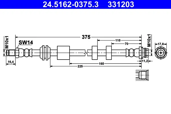 Спирачни маркучи за VOLVO S80 II (AS) D5 24.5162-0375.3 ATE                 