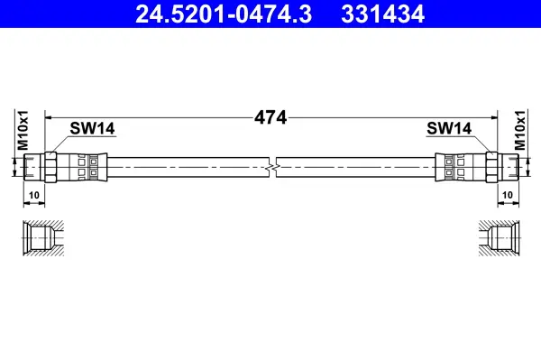Спирачни маркучи за MERCEDES-BENZ T1 кутия (602) 310 2.3 24.5201-0474.3 ATE                 