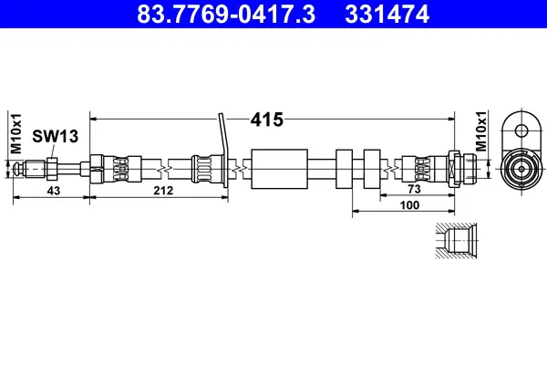 Спирачни маркучи за FORD TRANSIT CONNECT кутия 1.5 EcoBlue 83.7769-0417.3 ATE                 