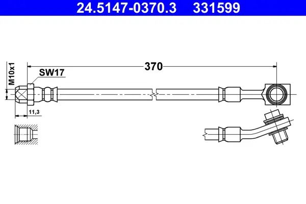Спирачни маркучи за MERCEDES-BENZ E-CLASS Coupe (C238) E 400 d 4-matic (238.323) 24.5147-0370.3 ATE                 