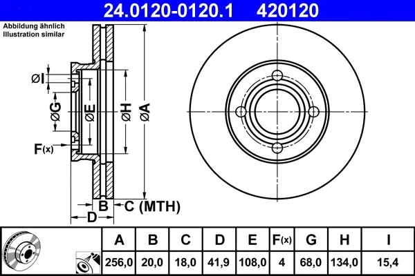 Спирачни дискове за AUDI COUPE (81, 85) 2.2 quattro 24.0120-0120.1 ATE                 