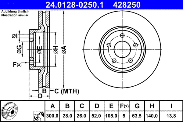 Спирачни дискове за FORD MONDEO IV Saloon (BA7) 1.6 EcoBoost 24.0128-0250.1 ATE                 