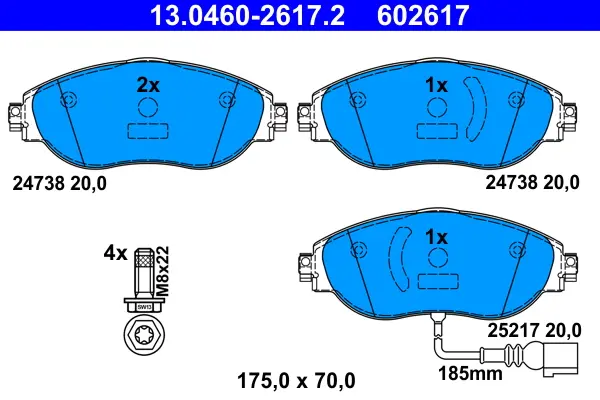 Накладки за Volkswagen T-ROC (A11, D11) 2.0 R 4motion 13.0460-2617.2 ATE                 