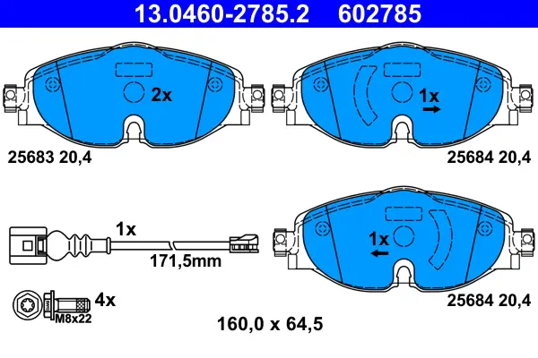 Накладки за Volkswagen GOLF VII Variant (BA5, BV5) 1.5 TGI 13.0460-2785.2 ATE                 