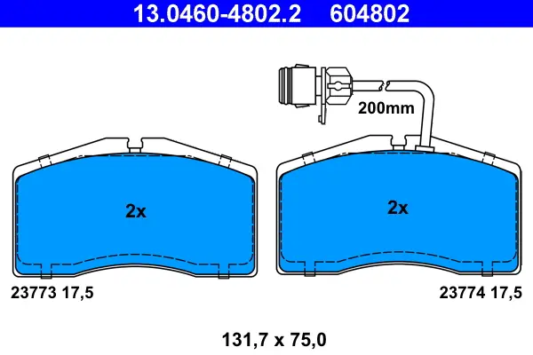 комплект спирачно феродо, дискови спирачки ATE                 