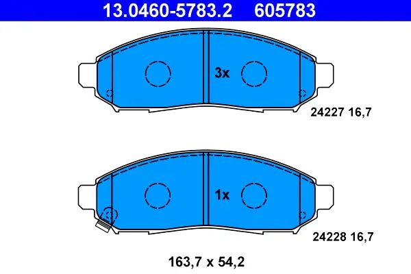 комплект спирачно феродо, дискови спирачки ATE                 