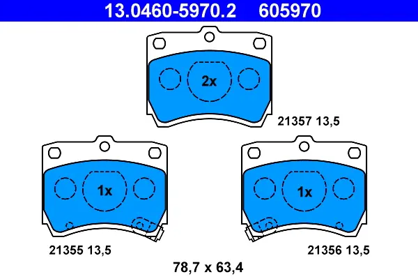 комплект спирачно феродо, дискови спирачки ATE                 