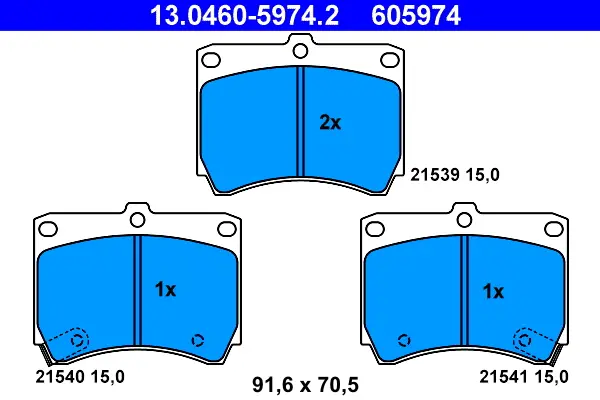 комплект спирачно феродо, дискови спирачки ATE                  13.0460-5974.2