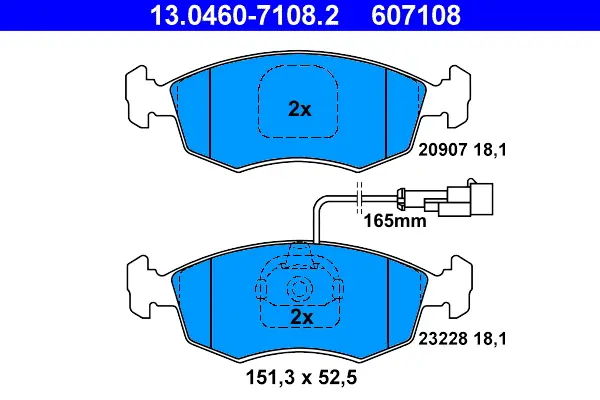 комплект спирачно феродо, дискови спирачки ATE                 