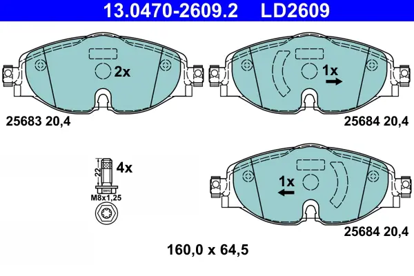 Накладки за Volkswagen T-ROC (A11, D11) 2.0 R 4motion 13.0470-2609.2 ATE                 