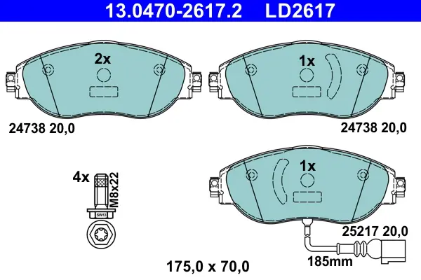 Накладки за Volkswagen TIGUAN (AD1, AX1) 2.0 TDI 4motion 13.0470-2617.2 ATE                 