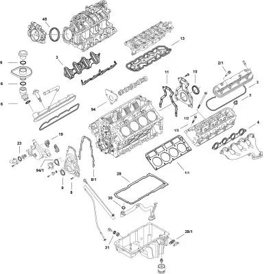 пълен комплект гарнитури, двигател ELRING              