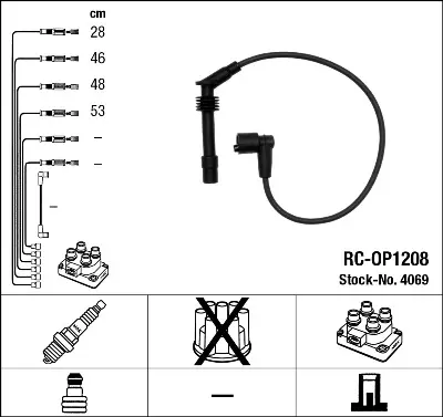 Запалителни кабели за OPEL VECTRA B комби (31_) 1.6 i 4069 NGK                 