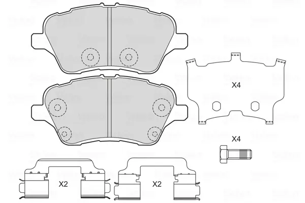 комплект спирачно феродо, дискови спирачки VALEO               