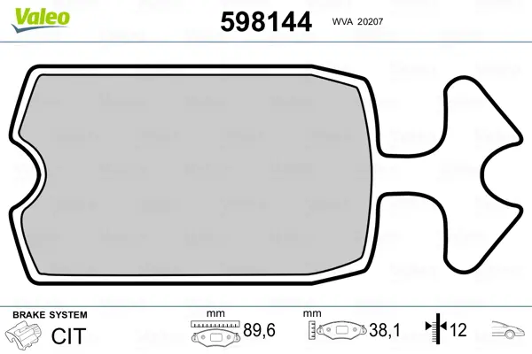 комплект спирачно феродо, дискови спирачки VALEO               