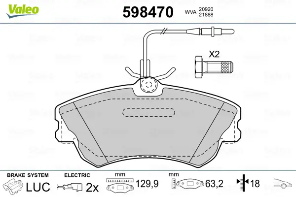 комплект спирачно феродо, дискови спирачки VALEO               