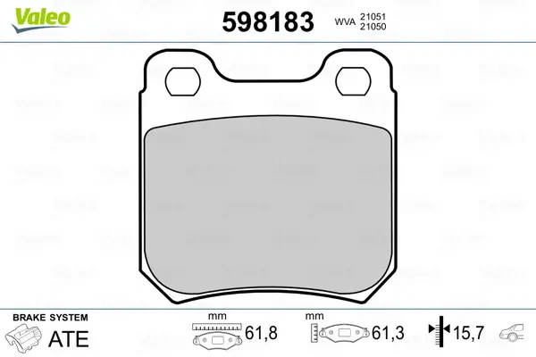 комплект спирачно феродо, дискови спирачки VALEO               