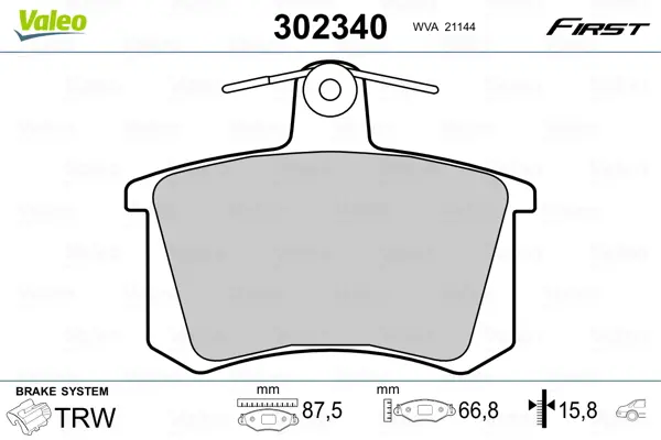 комплект спирачно феродо, дискови спирачки VALEO               