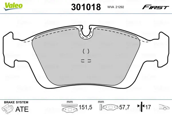 комплект спирачно феродо, дискови спирачки VALEO               