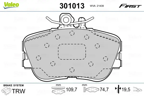 комплект спирачно феродо, дискови спирачки VALEO               