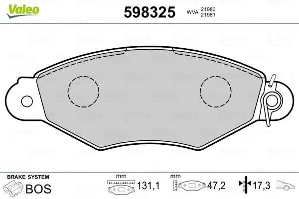 комплект спирачно феродо, дискови спирачки VALEO               