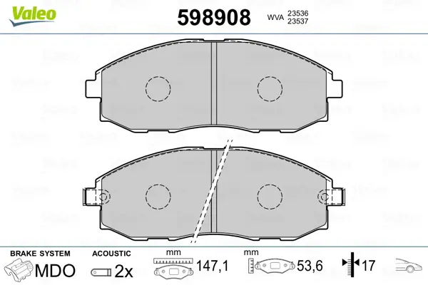 комплект спирачно феродо, дискови спирачки VALEO               