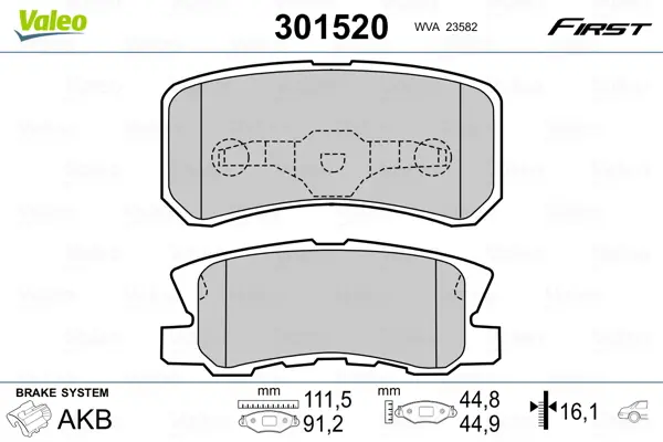 комплект спирачно феродо, дискови спирачки VALEO               