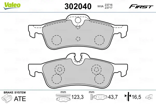 комплект спирачно феродо, дискови спирачки VALEO               