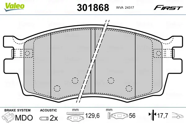 комплект спирачно феродо, дискови спирачки VALEO               