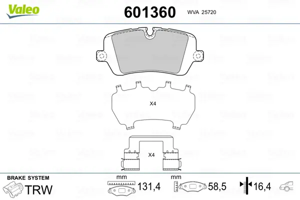 комплект спирачно феродо, дискови спирачки VALEO               