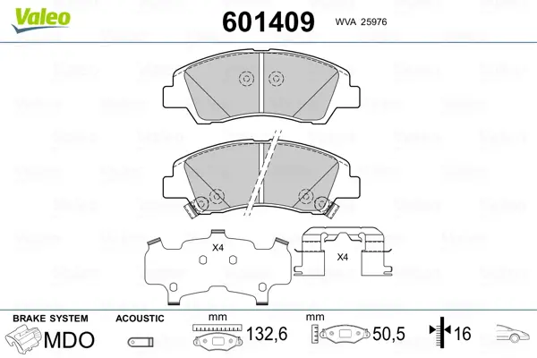 комплект спирачно феродо, дискови спирачки VALEO               