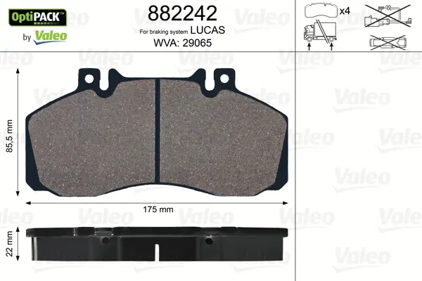 комплект спирачно феродо, дискови спирачки VALEO               