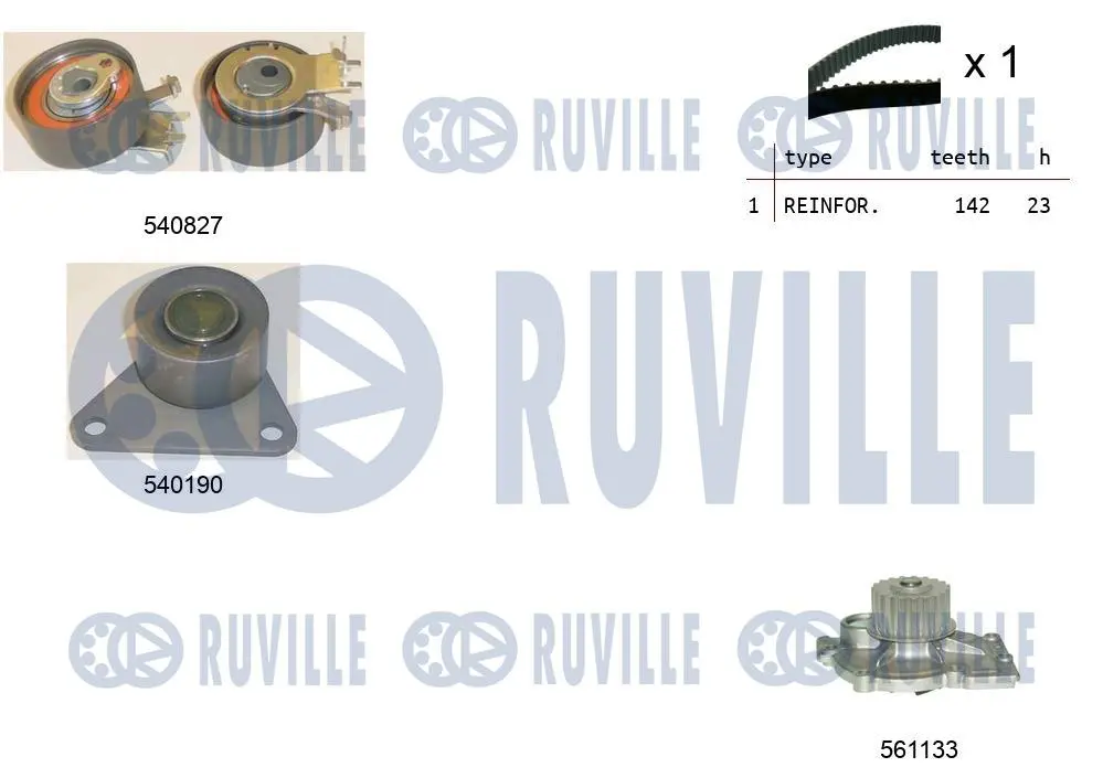 Ангренажен ремък к-кт за VOLVO V70 I (LV) 2.3 T AWD 5501101 RUVILLE             