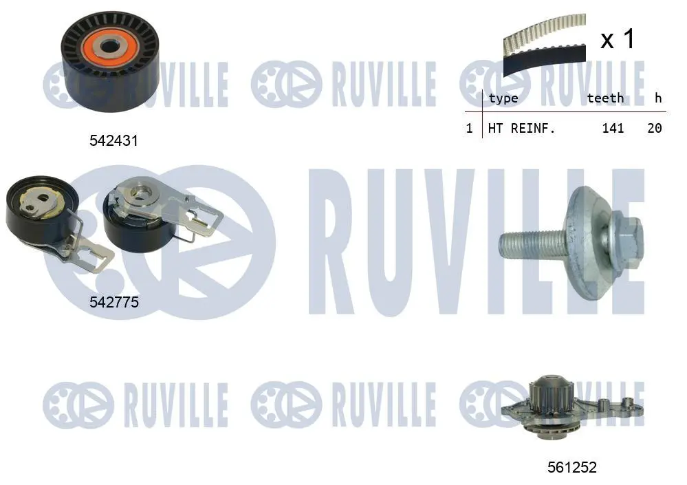 водна помпа+ к-кт ангренажен ремък RUVILLE             