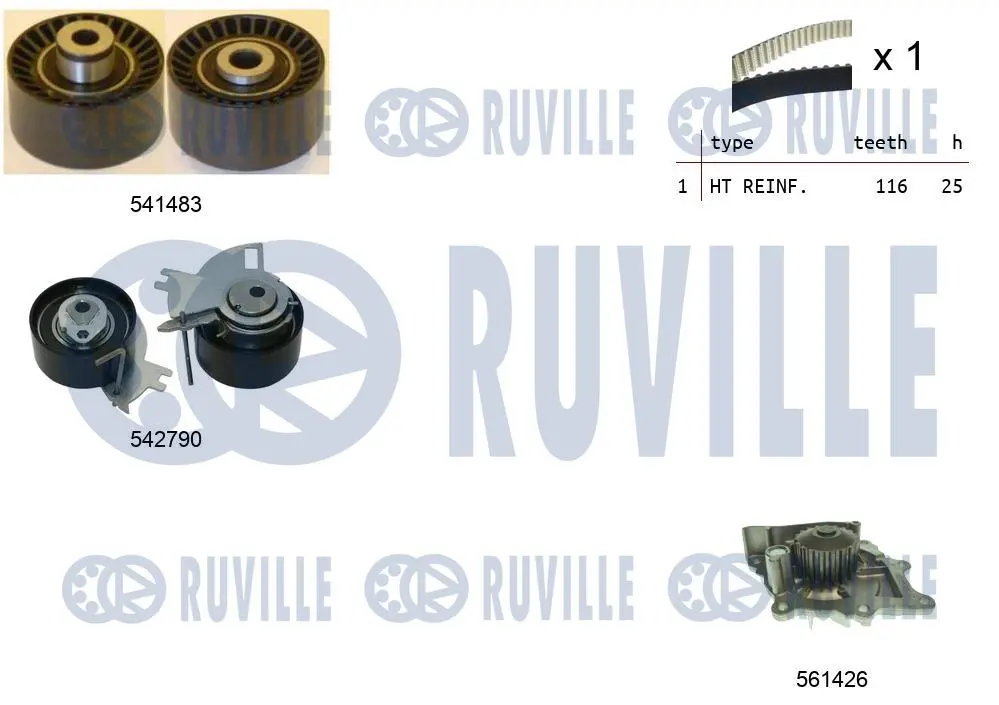 водна помпа+ к-кт ангренажен ремък RUVILLE             