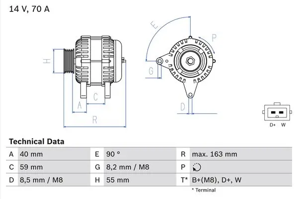 Алтернатор / генератор за Volkswagen PASSAT Variant (3A5, 35I) 1.6 0 986 038 390 BOSCH               