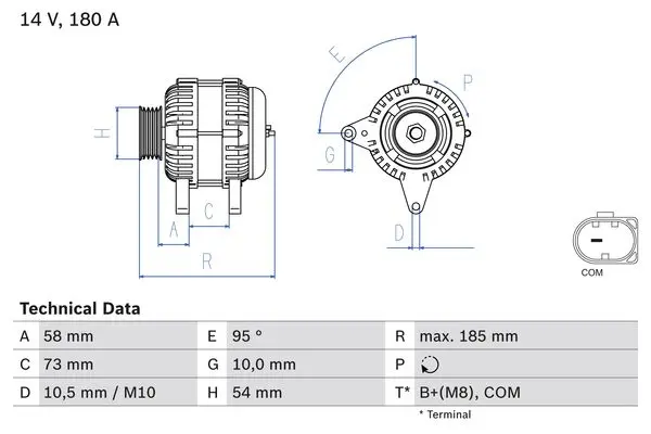 Алтернатор / генератор за BMW 3 Gran Turismo (F34) 318 d 0 986 082 850 BOSCH               