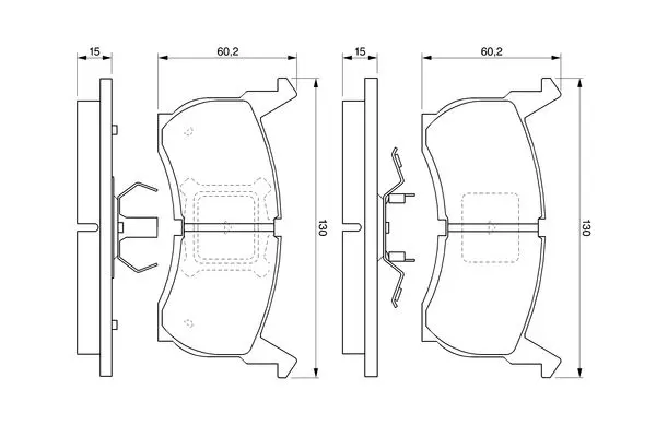 комплект спирачно феродо, дискови спирачки BOSCH               