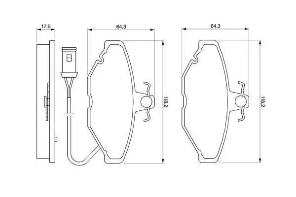 комплект спирачно феродо, дискови спирачки BOSCH               