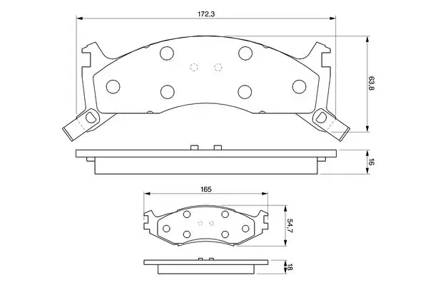 комплект спирачно феродо, дискови спирачки BOSCH               