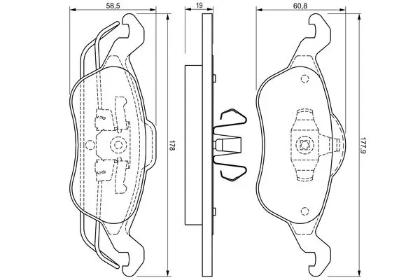 комплект спирачно феродо, дискови спирачки BOSCH               